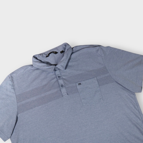 Travis Mathews Golf Polo Shirt Mens Size XXXL Light Blue Pocket Short Sleeve - Picture 3 of 9